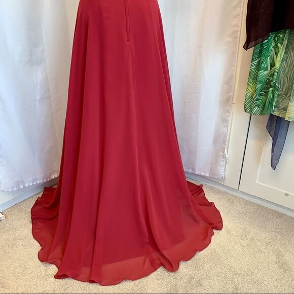 Bari Jay Red bridesmaid prom gown formal dress Sz 6🔥 - Picture 7 of 13